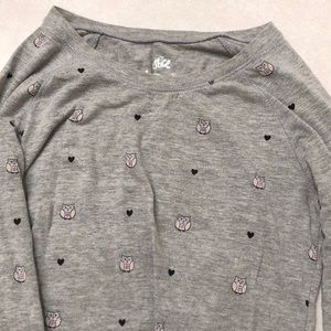 Justice Heather Gray Girls Owl Black Long Sleeve